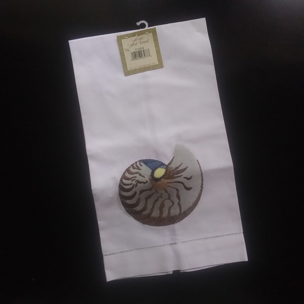 Nautilus Shell Embroidered Towel, NWT